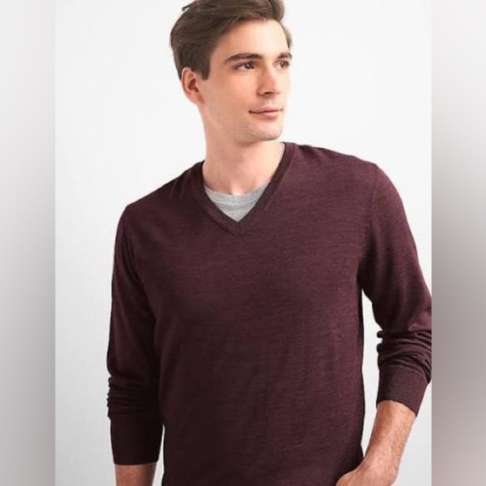 Gap men’s v neck 100% wool merino sweater